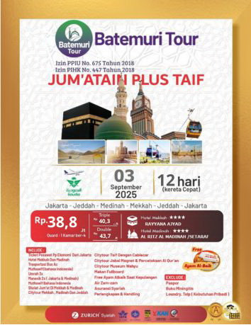 Paket  Umrah Jumatan ,Plus Thaif, Plus Kereta Cepat, Btt Ahz, 12 hari, Keberangkatan 3 September  2025